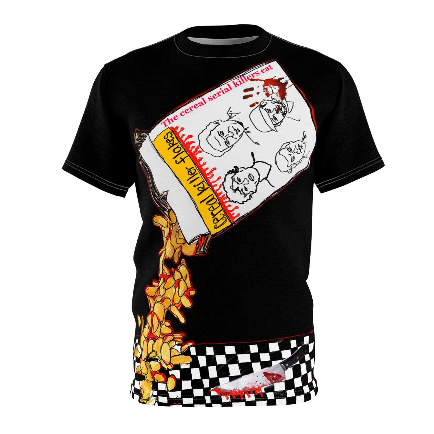 Serial Killer Flakes Full Print Black Tee