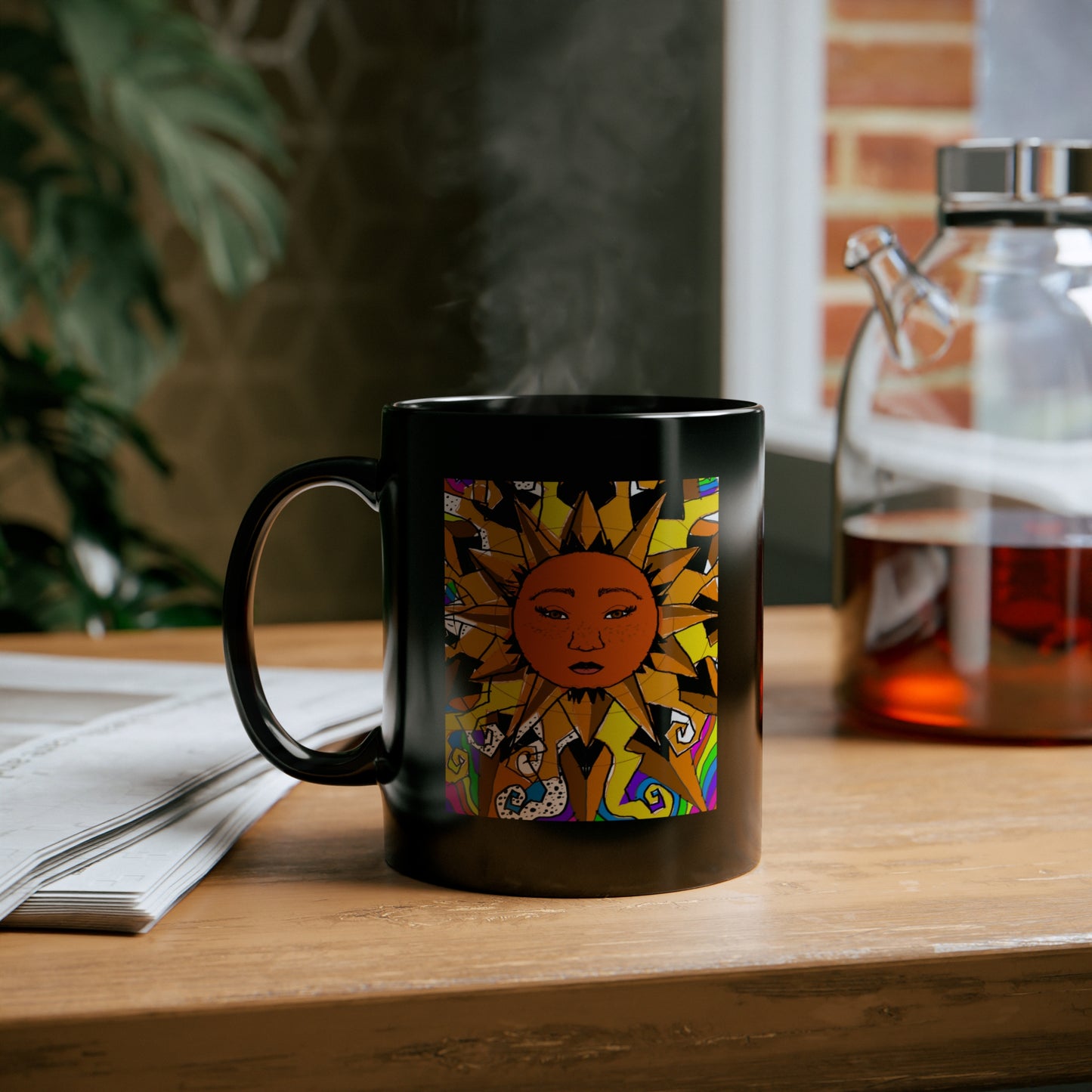 Electric Sun Black Mug